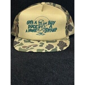 Vintage Camouflage Mesh Snapback Hat/Cap Give A Duck A Home